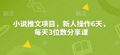 小说推文项目，新人操作6天，每天3位数分享课——豪客资源创业项目网-豪客资源_豪客资源库