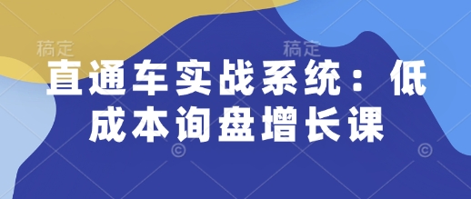 直通车实战系统：低成本询盘增长课，让个人通过技能实现升职加薪，让企业低成本获客，订单源源不断——豪客资源创业项目网-豪客资源_豪客资源库
