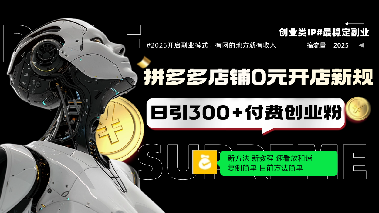 （14092期）拼多多店铺0元开店新规，日引300+付费创业粉，目前方法简单复制粘贴可矩阵_豪客资源创业项目网-豪客资源_豪客资源库