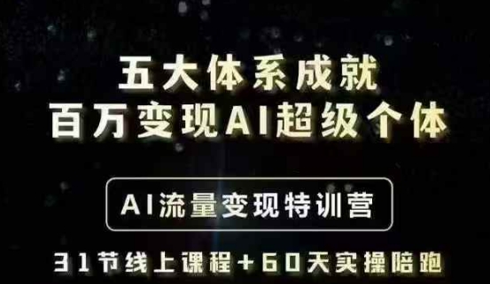 五大体系成就百万变现AI超级个体- AI流量变现特训营，一步一步教你一个人怎么年入百W——豪客资源创业项目网-豪客资源_豪客资源库