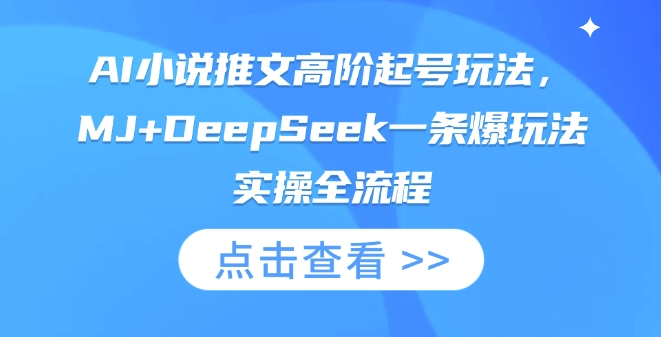 AI小说推文高阶起号玩法，MJ+DeepSeek一条爆玩法实操全流程——豪客资源创业项目网-豪客资源_豪客资源库