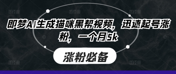 即梦AI生成猫咪黑帮视频，迅速起号涨粉，一个月5k——豪客资源创业项目网-豪客资源_豪客资源库