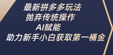 最新拼多多玩法，抛弃传统操作，AI赋能，助力新手小白获取第一桶金_豪客资源库