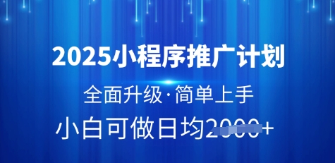 2025小程序推广计划，全面升级，简单上手，日均多张【揭秘】_豪客资源库
