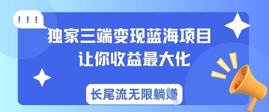 独家三端变现蓝海项目，让你收益最大化，长尾流无限躺挣——豪客资源创业项目网-豪客资源_豪客资源库