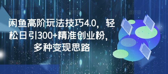 闲鱼高阶玩法技巧4.0，轻松日引300+精准创业粉，多种变现思路——豪客资源创业项目网-豪客资源_豪客资源库