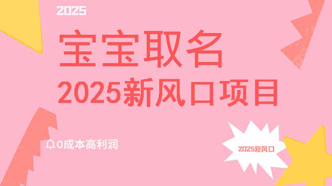 （14593期）2025新风口项目宝宝取名，0成本高利润，附保姆级教程，月入过万不是梦_豪客资源创业项目网-豪客资源_豪客资源库