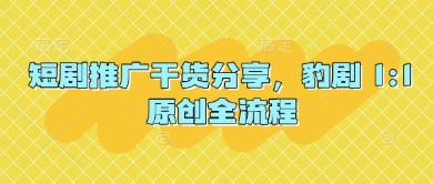 短剧推广干货分享，豹剧 1:1原创全流程——豪客资源创业项目网-豪客资源_豪客资源库