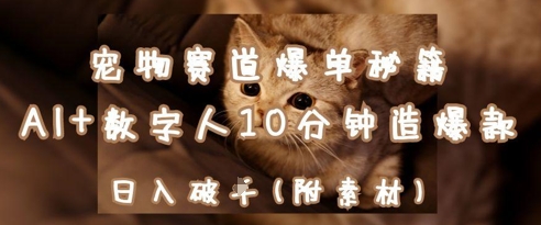 宠物赛道爆单秘籍：AI+数字人10分钟造爆款，日入1k——豪客资源创业项目网-豪客资源_豪客资源库