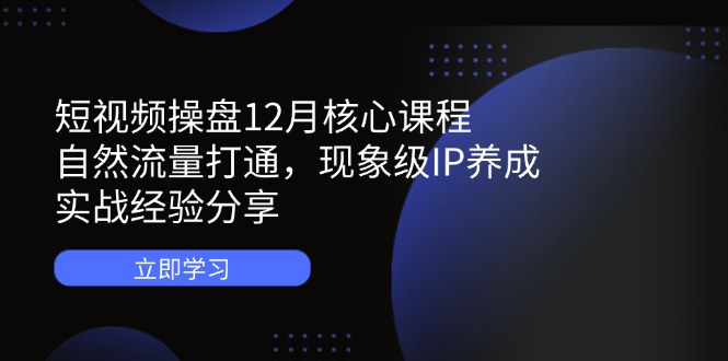 （14447期）短视频操盘12月核心课程：自然流量打通，现象级IP养成，实战经验分享_豪客资源创业项目网-豪客资源_豪客资源库