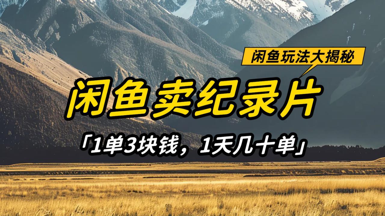 闲鱼卖纪录片，简单又赚钱的小项目，1单3块钱  1天几十单_豪客资源创业网-豪客资源_豪客资源库
