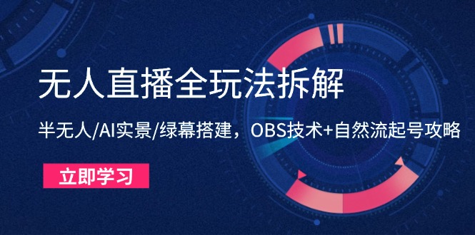 （14684期）无人直播全玩法拆解：半无人/AI实景/绿幕搭建，OBS技术+自然流起号攻略_豪客资源创业项目网-豪客资源_豪客资源库