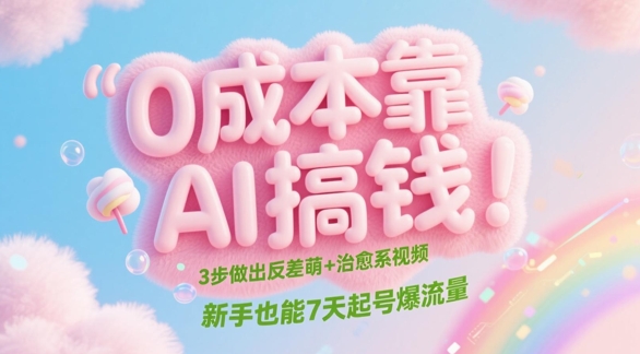 0成本靠AI搞钱！3步做出反差萌+治愈系视频，新手也能7天起号爆流量——豪客资源创业项目网-豪客资源_豪客资源库