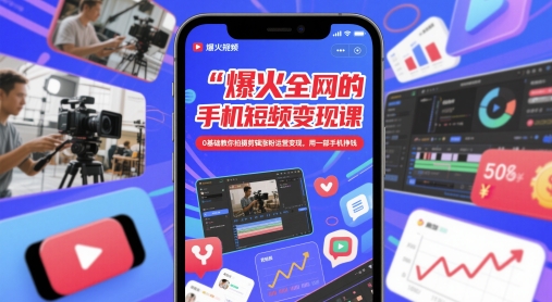 爆火全网的手机短视频变现课，0基础教你拍摄剪辑涨粉运营变现，用一部手机挣钱——豪客资源创业项目网-豪客资源_豪客资源库