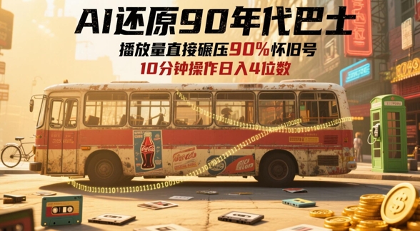 AI还原90年代巴士，一帧就让70后泪崩，播放量直接碾压90%怀旧号，每天操作十分钟，日入四位数——豪客资源创业项目网-豪客资源_豪客资源库