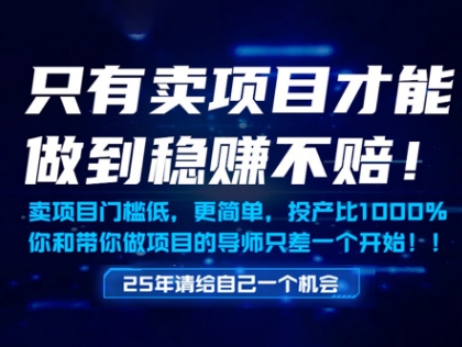 只有卖项目才能做到稳挣不赔，门槛低，更简单，你也可以年入百个W【揭秘】——豪客资源创业项目网-豪客资源_豪客资源库