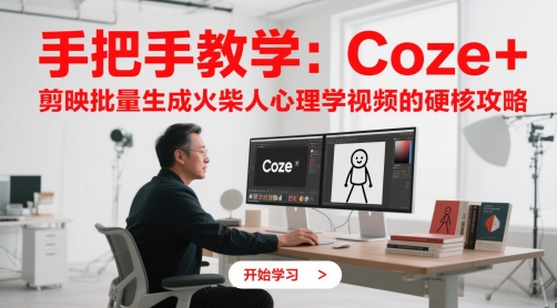 手把手教学：Coze + 剪映批量生成火柴人心理学视频的硬核攻略——豪客资源创业项目网-豪客资源_豪客资源库