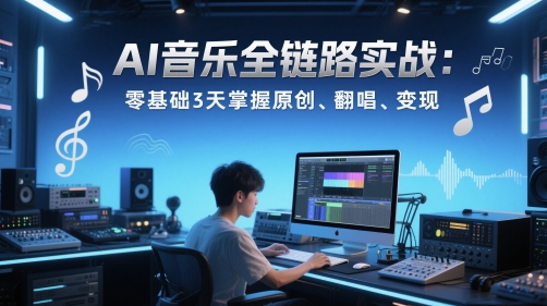 AI音乐全链路实战变现课：零基础3天掌握原创、翻唱、变现——豪客资源创业项目网-豪客资源_豪客资源库