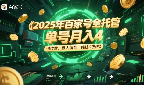 2025年百家号全托管，单号月入4-5位数，懒人福音，纯挂G玩法【揭秘】——豪客资源创业项目网-豪客资源_豪客资源库