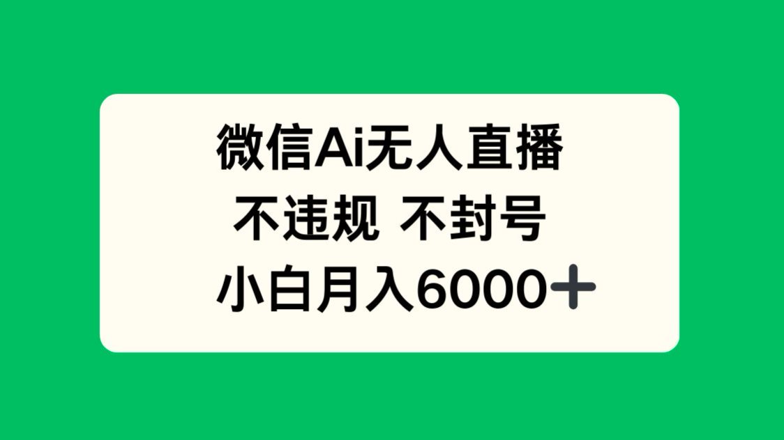 （14733期）微信AI无人直播，不违规 不封号 ，小白月入6000+_豪客资源创业项目网-豪客资源_豪客资源库
