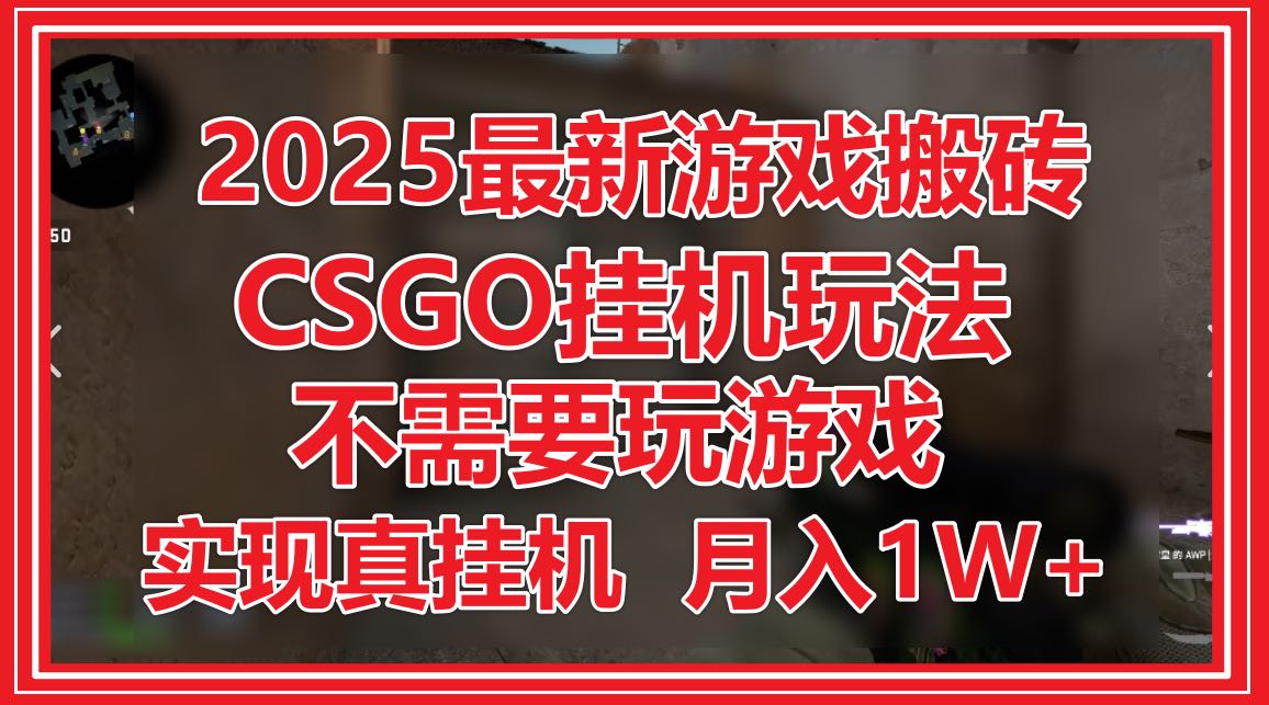 （14743期）2025最新游戏搬砖，CSGO挂机，不需要玩游戏，实现真挂机，月入1W+_豪客资源创业项目网-豪客资源_豪客资源库