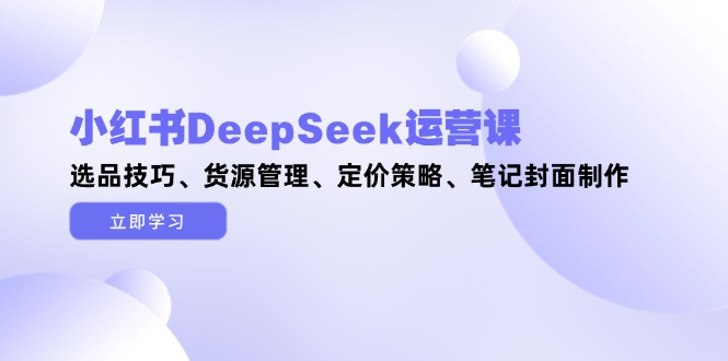 （14748期）小红书DeepSeek运营课，选品技巧、货源管理、定价策略、笔记封面制作_豪客资源创业项目网-豪客资源_豪客资源库