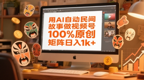 用AI自动民间故事做视频号，100%原创，矩阵日入1k+——豪客资源创业项目网-豪客资源_豪客资源库