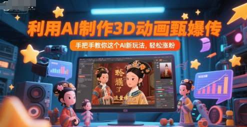 利用AI制作3D动画甄嬛传，流量爆了，手把手教你这个AI新玩法，轻松涨粉——豪客资源创业项目网-豪客资源_豪客资源库