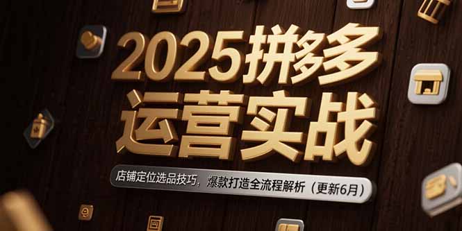 （15235期）2025拼多多运营实战：店铺定位选品技巧，爆款打造全流程解析（更新6月）_豪客资源创业项目网-豪客资源_豪客资源库
