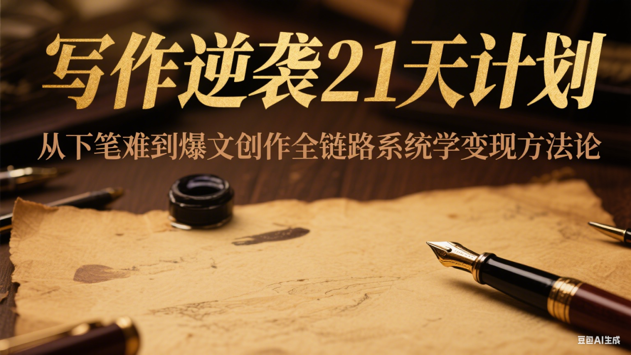 写作逆袭21天计划：从下笔难到爆文创作全链路系统学变现方法论_豪客资源创业网-豪客资源_豪客资源库