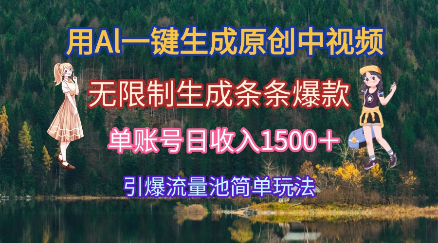 （15210期）用Al一键生成原创中视频，无限制生成条条爆款，单账号日收入1500＋引爆…_豪客资源创业项目网-豪客资源_豪客资源库