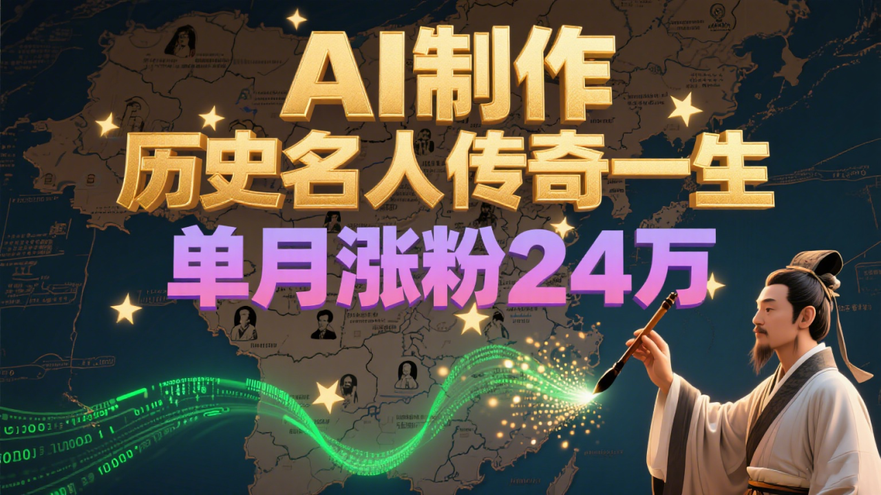 暴力起号！用AI制作历史名人传奇一生，单月涨粉24万，涨粉+变现赛道黑马来了_豪客资源创业网-豪客资源_豪客资源库