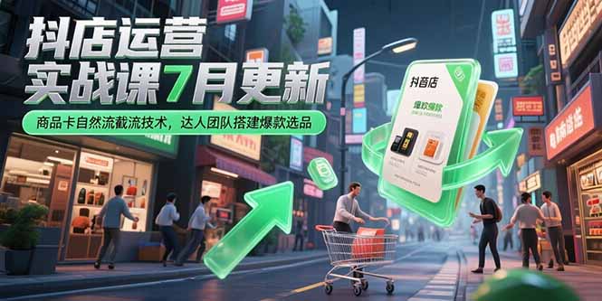 （15329期）抖店运营实战课7月更新，商品卡自然流截流技术，达人团队搭建爆款选品_豪客资源创业项目网-豪客资源_豪客资源库