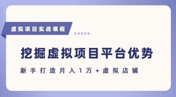 抓住虚拟项目各平台优势，新手轻松月入1W+(给出具体建议)——豪客资源创业项目网-豪客资源_豪客资源库