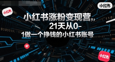 小红书涨粉变现营，21天从0-1做一个挣钱的小红书账号——豪客资源创业项目网-豪客资源_豪客资源库