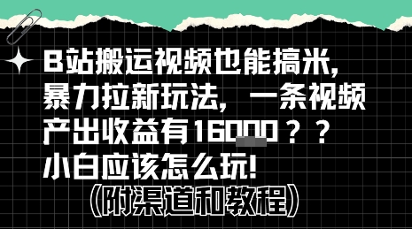 b站掘金计划？搬运视频也能挣拉新的收益，小白应该怎么玩！——豪客资源创业项目网-豪客资源_豪客资源库