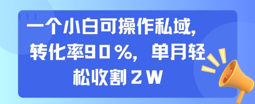 一个小白可操作私域，转化率90%，单月轻松收割2W——豪客资源创业项目网-豪客资源_豪客资源库