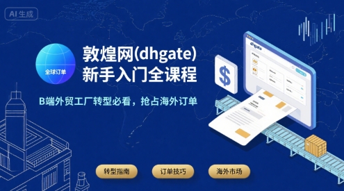 敦煌网(dhgate)新手入门全课程，B端外贸工厂转型必看，抢占海外订单——豪客资源创业项目网-豪客资源_豪客资源库