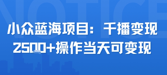 小众蓝海项目，千播变现2.5k+操作当天可变现——豪客资源创业项目网-豪客资源_豪客资源库