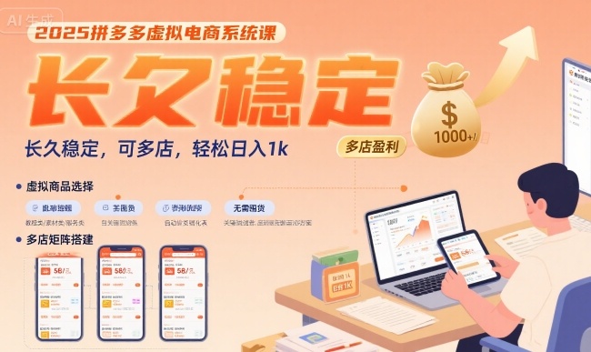 2025拼多多虚拟电商系统课，长久稳定，可多店，轻松日入1k——豪客资源创业项目网-豪客资源_豪客资源库
