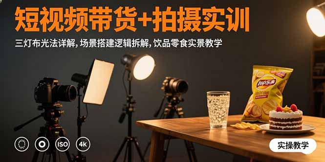（15540期）短视频带货+拍摄实训：三灯布光法详解,场景搭建逻辑拆解,饮品零食实景教学_豪客资源创业项目网-豪客资源_豪客资源库