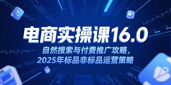 （15262期）淘宝电商运营课16.0，自然搜索与付费推广攻略，2025年标品非标品运营策略_豪客资源创业项目网-豪客资源_豪客资源库