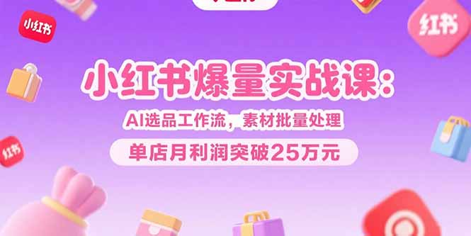 （15462期）小红书爆量实战课：AI选品工作流，素材批量处理，单店月利润突破25万元_豪客资源创业项目网-豪客资源_豪客资源库