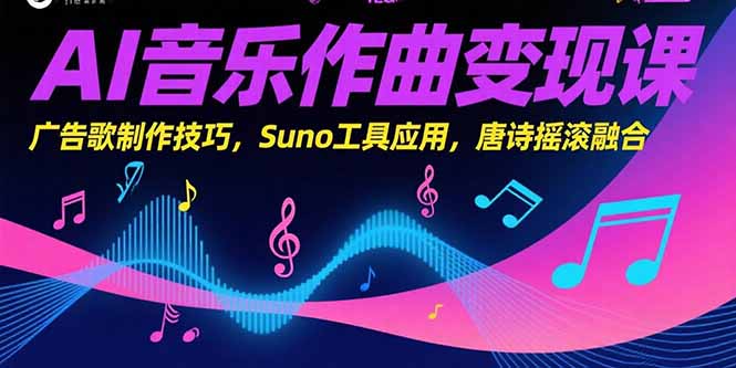 （15370期）AI音乐作曲变现课，广告歌制作技巧，Suno工具应用，唐诗摇滚融合_豪客资源创业项目网-豪客资源_豪客资源库