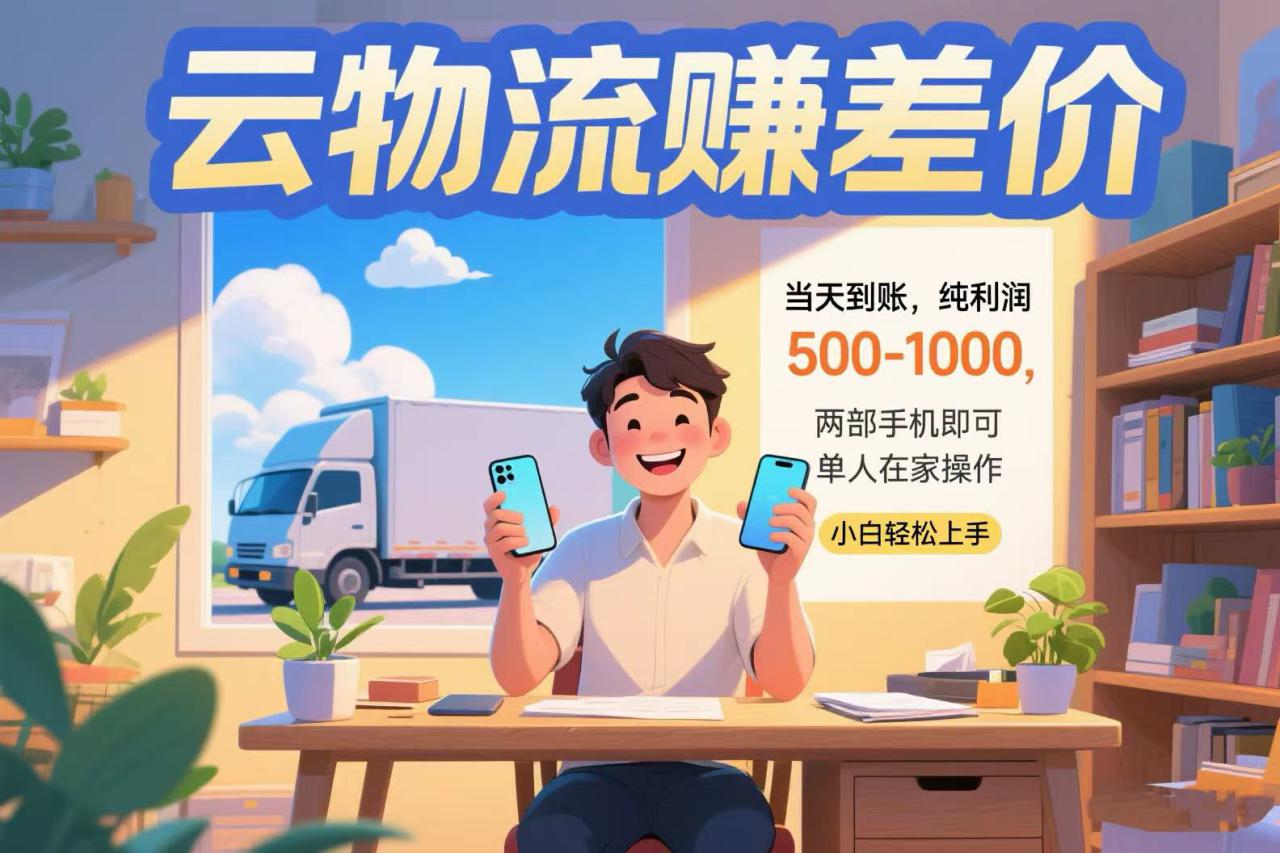 （15492期）云物流赚差价 当天到账纯利润500-1000 两部手机即可 可单人在家操作 小…_豪客资源创业项目网-豪客资源_豪客资源库