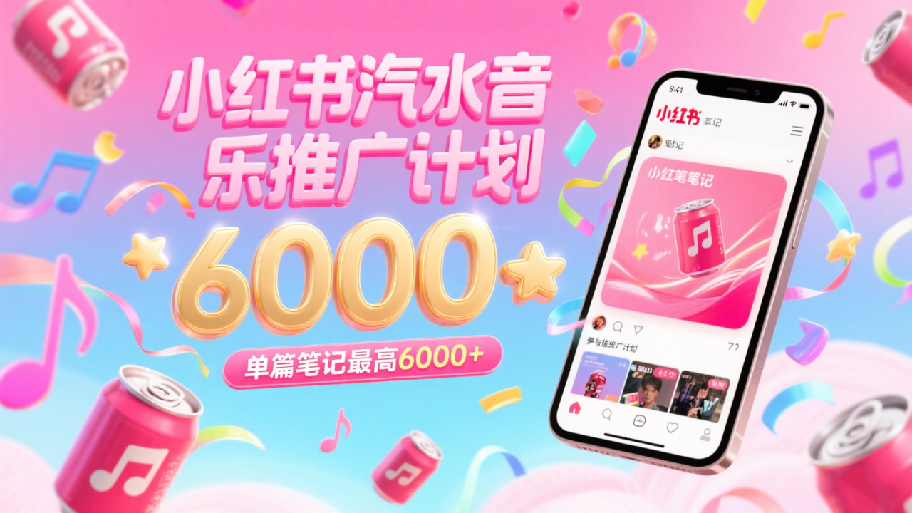 汽水音乐推广计划，零粉丝零门槛，通过小红书发布笔记，单篇笔记最高6000+_豪客资源创业网-豪客资源_豪客资源库