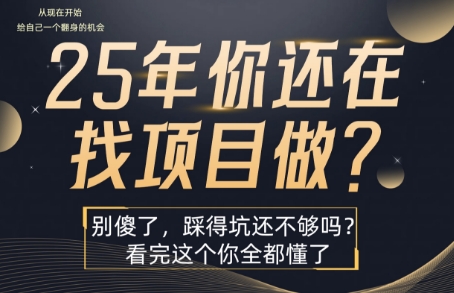 25年，你还在疯狂的找项目吗？别傻了，看完这个你都懂了【揭秘】——豪客资源创业项目网-豪客资源_豪客资源库