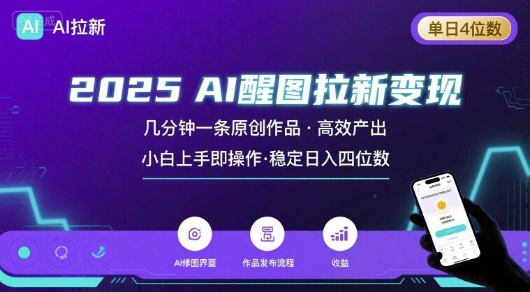 2025最强AI醒图拉新，几分钟一条原创作品，单日收入4位数，小白也能上手操作——豪客资源创业项目网-豪客资源_豪客资源库