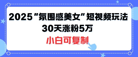不露脸也能火！2025“氛围感美女”短视频玩法，30天涨粉5W小白可复制——豪客资源创业项目网-豪客资源_豪客资源库
