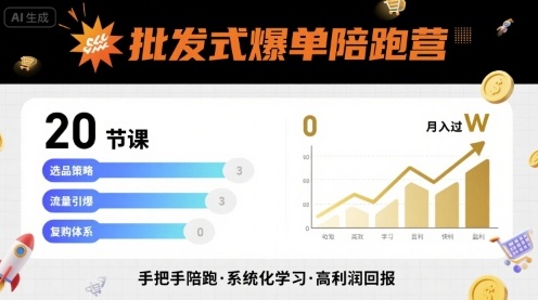 批发式爆单陪跑营，20节课带你实现批发式爆单，带你经松月入过W——豪客资源创业项目网-豪客资源_豪客资源库